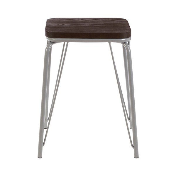 Pilkos spalvos/tamsios natūralios spalvos iš guobos masyvo taburetė District – Premier Housewares-image-2