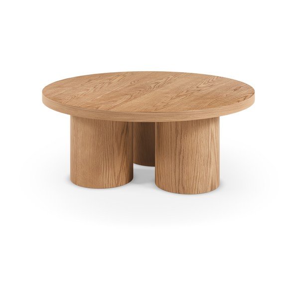 Natūralios spalvos apvalios formos kavos staliukas iš ąžuolo ø 100 cm Arancha – MOME