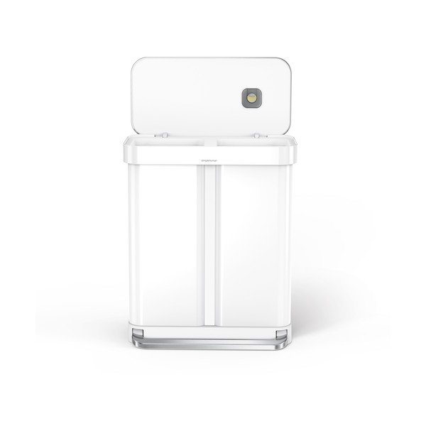 Baltos spalvos iš plieno šiukšliadėžė 34+24 l rūšiavimui/su pedalu Dual – simplehuman-image-1