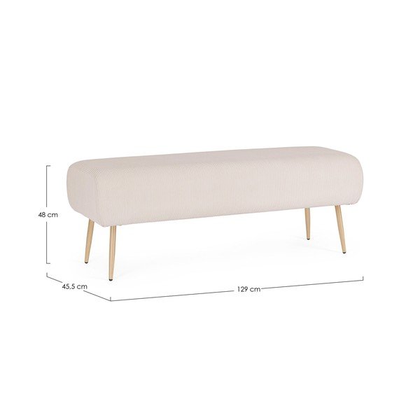 Baltos spalvos paminkštinto audinio suolas Olga – Bizzotto-image-3