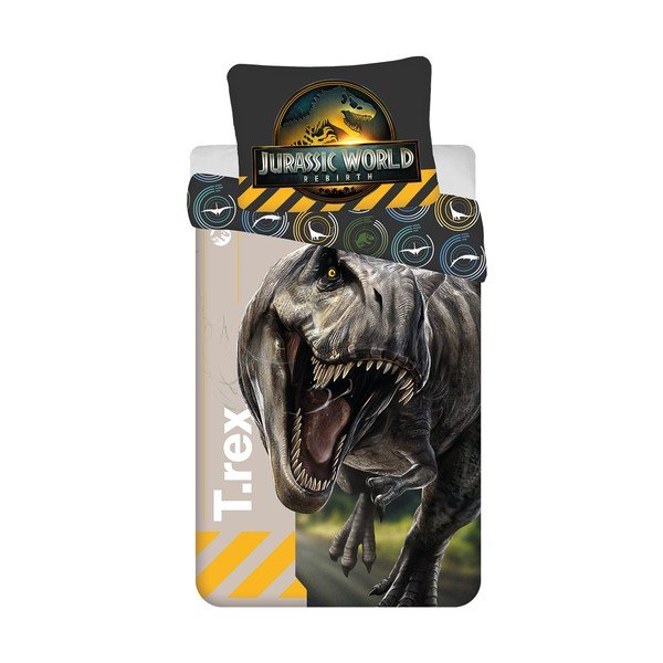 Iš medvilnės viengulė vaikiška patalynė 140x200 cm Jurassic World "T-Rex" – Jerry Fabrics