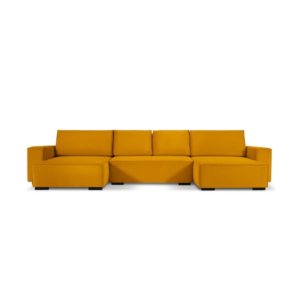 Geltona aksominė U formos sofa-lova Mazzini Sofas Azalea
