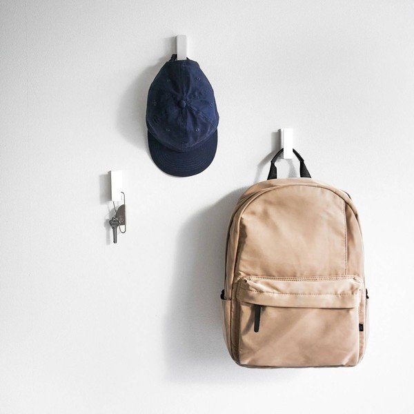 Sieniniai baltos spalvos iš metalo kabliai 3 vnt. Tower – YAMAZAKI-image-1