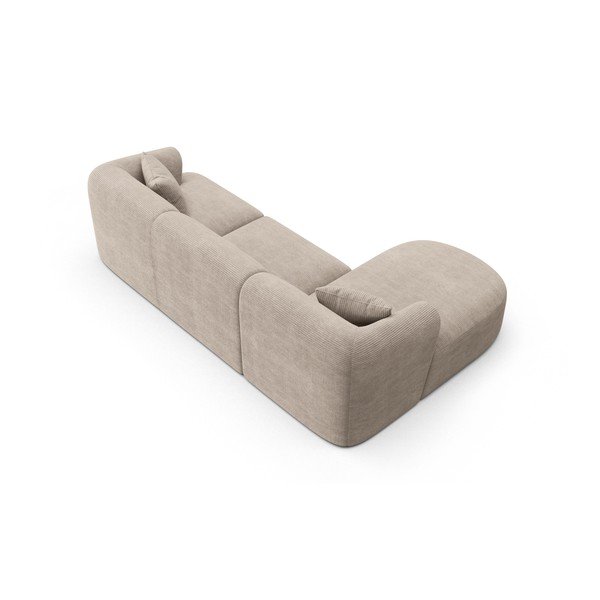 Šviesiai rudos spalvos kampinė sofa iš kordinio velveto (su kairiuoju kampu/su gultu) Campi – Cosmopolitan Design-image-3
