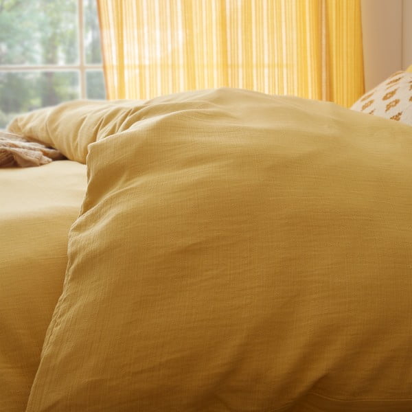 Iš muslino viengulė patalynė geltonos spalvos 135x200 cm Afra – Pineapple Elephant-image-2