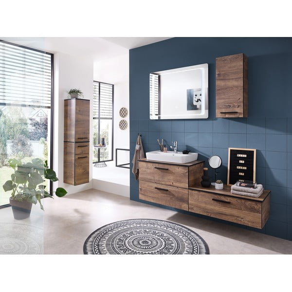 Rudos spalvos pakabinama vonios kambario spintelė su ąžuolo dekoru 30x70 cm Set 374 - Pelipal-image-4