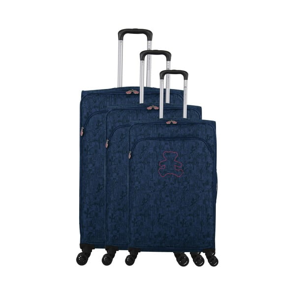 3 mėlynos spalvos bagažo ant 4 ratukų rinkinys Lulucastagnette Casandra
