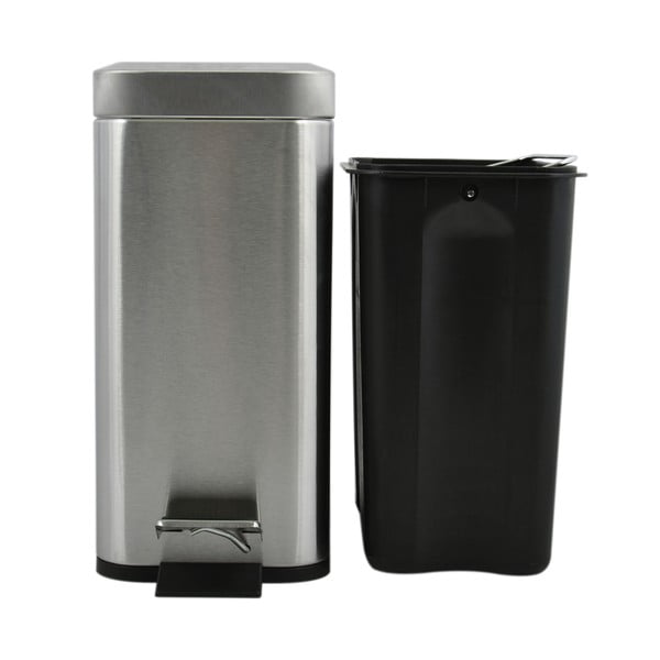 Matinės sidabrinės spalvos iš plieno šiukšliadėžė su pedalu 5 l   Erik – Spirella-image-3