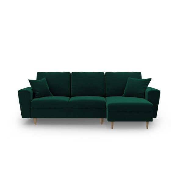 Žalios spalvos iš velveto sulankstoma/su sandėliavimo vieta kampinė sofa Kyoto – Cosmopolitan Design