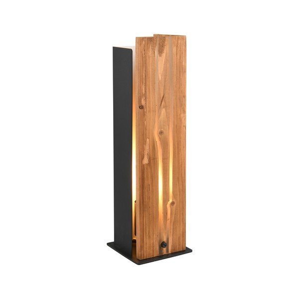 Stalinis šviestuvas juodos spalvos/natūralios spalvos (aukštis 40 cm) su mediniu gaubtu Karuni – Trio
