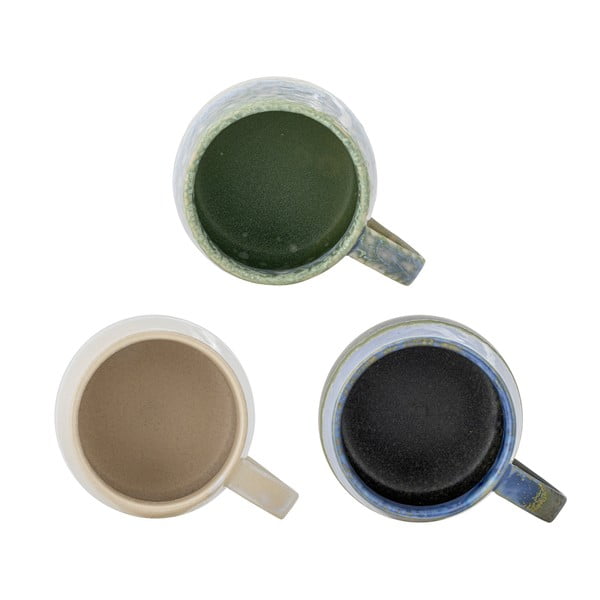 Mėlynos spalvos/smėlio spalvos iš akmens masės puodeliai 3 vnt. 460 ml Cloe – Bloomingville-image-3