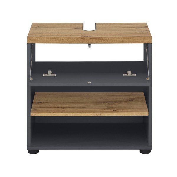 Spintelė po kriaukle antracito spalvos iš ąžuolo 60x57 cm Thessa – Støraa-image-2