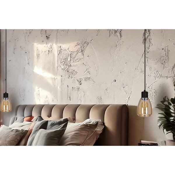 Juodos spalvos kabantis šviestuvas ø 12 cm su stiklo gaubtu Moldo – Candellux Lighting-image-1