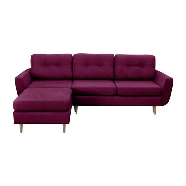 Violetinė sofa-lova su šviesiomis kojomis Mazzini Sofos Tulipe, kairysis kampas