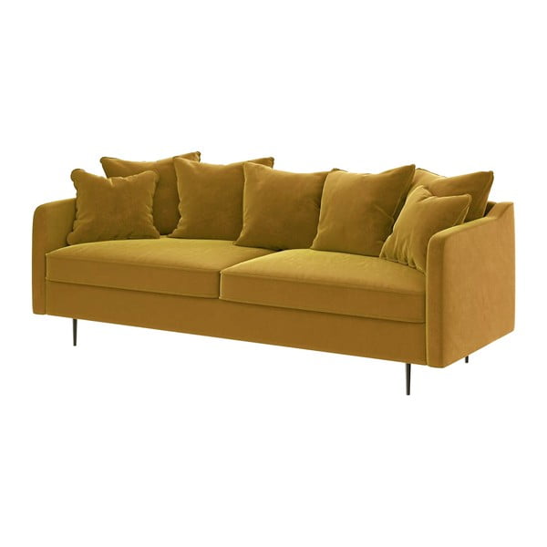 Geltonos spalvos aksominė sofa Ghado Esme, 214 cm-image-2