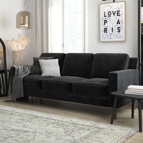 Iš velveto sofa juodos spalvos 83 cm Brynn – Støraa-image-1