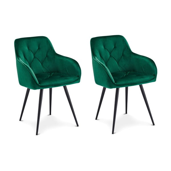 Valgomojo kėdės iš aksomo žalios spalvos 2 vnt. Nadja – Furnhouse-image-3
