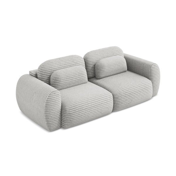 Šviesiai pilkos spalvos iš kordinio velveto sulankstoma/su sandėliavimo vieta sofa 266 cm Kini – Makamii-image-4