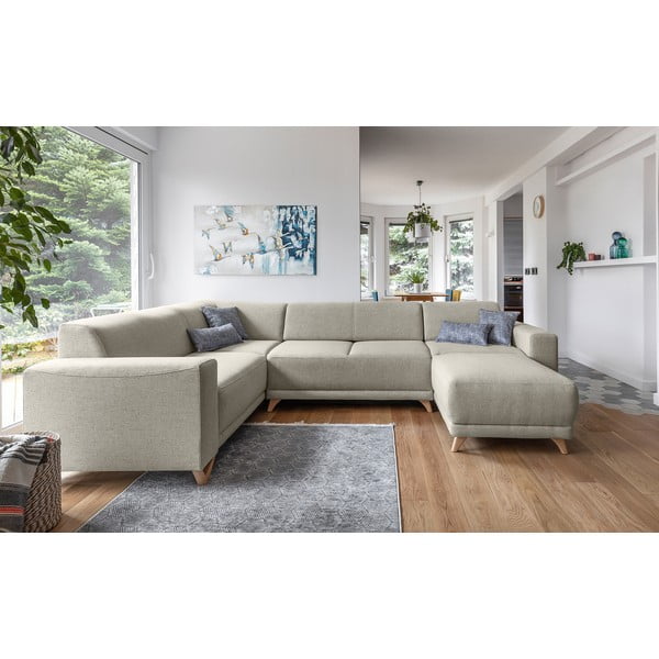 Smėlio spalvos sulankstoma/su sandėliavimo vieta kampinė sofa (su kairiuoju kampu/„U“ formos) Classy Sophie – Miuform-image-1
