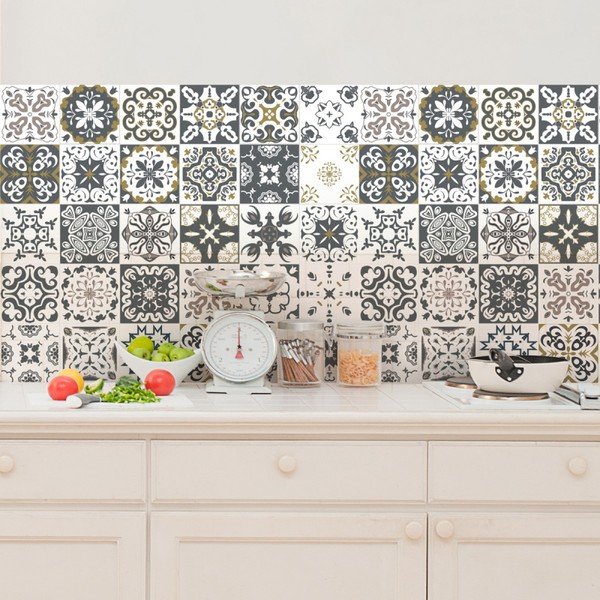 30 sieninių lipdukų rinkinys Ambiance Wall Decal Cement Tiles Antalya, 15 x 15 cm-image-1