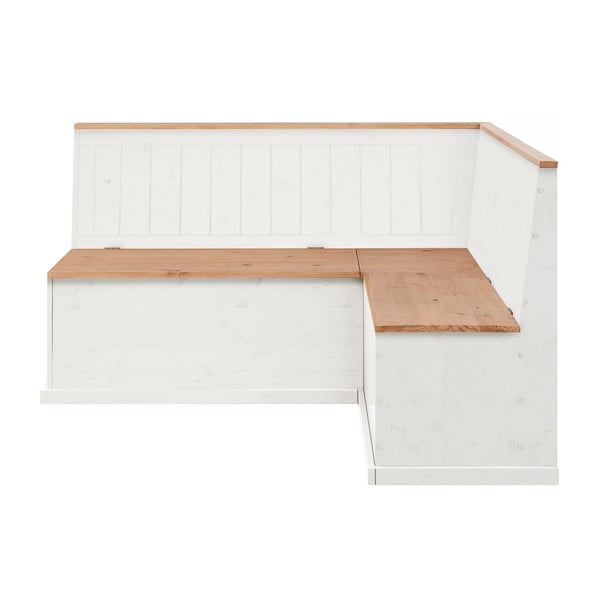 Baltos pušies kampinis suolas su daiktadėže Støraa Silas