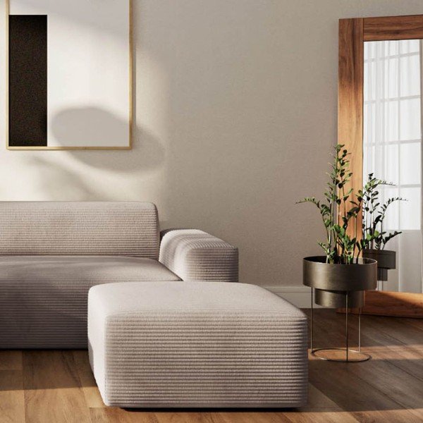 Smėlio spalvos iš kordinio velveto kampinė sofa (su kairiuoju kampu/su gultu) Villet – Rodier-image-4
