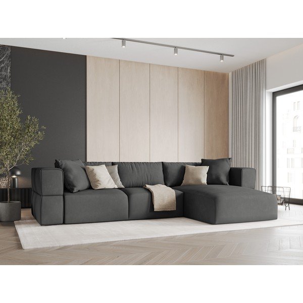 Kampinė sofa tamsiai pilkos spalvos (su dešiniuoju kampu) Esther – Milo Casa-image-1