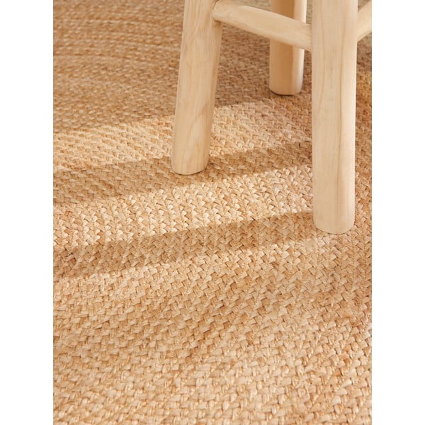 Apverčiamas/rankų darbo natūralios spalvos iš džiuto apvalios formos kilimas ø 240 cm Jutta Gold – Hanse Home-image-4