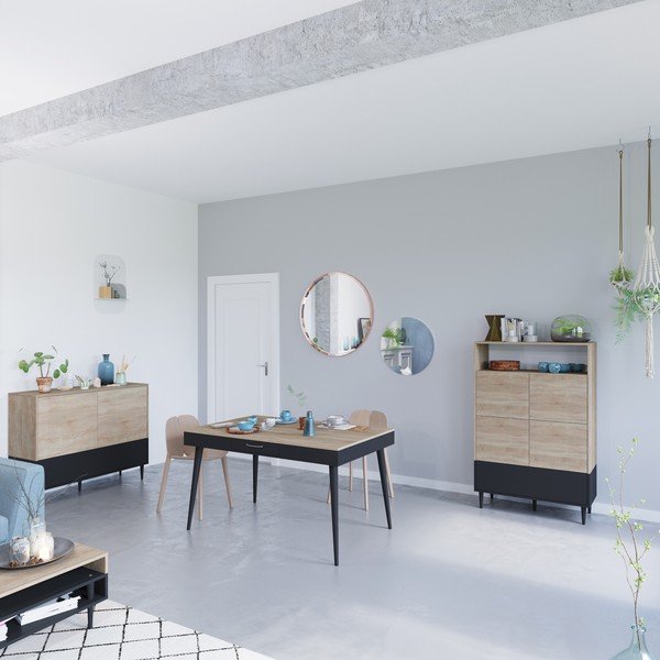 Juoda apatinė ąžuolo medienos komoda TemaHome Horizon-image-1