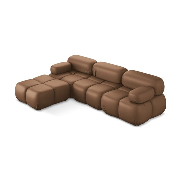 Rudos spalvos iš dirbtinės odos modulinė kampinė sofa Lokua – Makamii-image-2