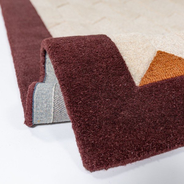 Rankų darbo bordo spalvos/natūralios spalvos iš vilnos kilimas 120x170 cm Apex Border Wool – Flair Rugs-image-4