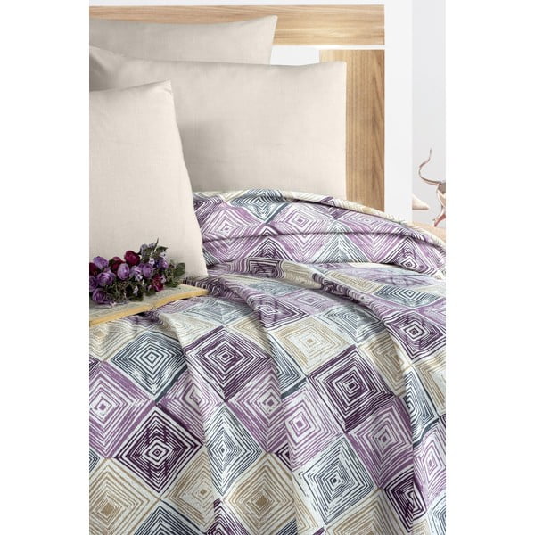 Iš medvilnės lovatiesė violetinės spalvos/kreminės spalvos 200x230 cm Pique – Mila Home-image-1