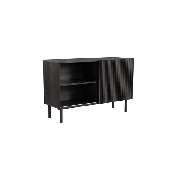 Juodos spalvos spintelė iš uosio su stumdomomis durimis 124x80x45 cm Sion – Jotex-image-3