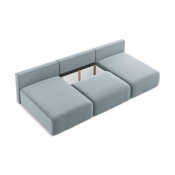 Mėlynos spalvos sulankstoma/su sandėliavimo vieta kampinė sofa iš velveto („U“ formos) Kalena – Makamii-image-4