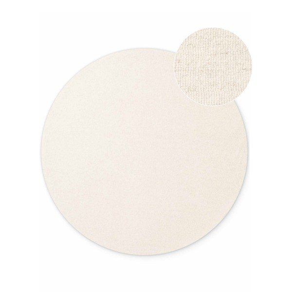 Rankų darbo kreminės spalvos iš vilnos apvalios formos kilimas ø 160 cm Puristic Knots – Elle Decoration