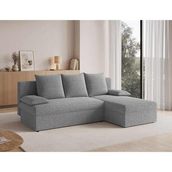 Pilkos spalvos sulankstoma/su sandėliavimo vieta kampinė sofa iš boucle Gino – ELTAP-image-4