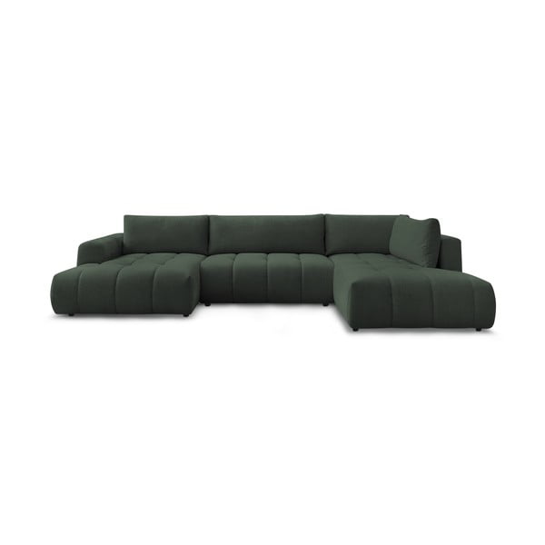 Žalios spalvos sulankstoma/su sandėliavimo vieta kampinė sofa (su dešiniuoju kampu/„U“ formos) Fuji – Bobochic Paris