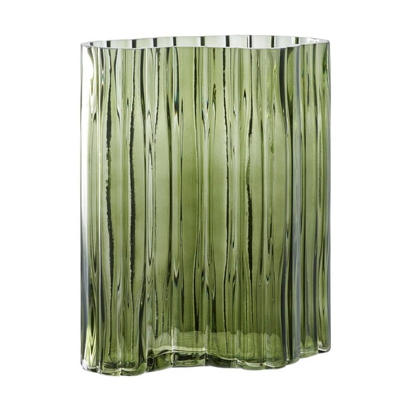 Iš stiklo  vaza žalios spalvos (aukštis 26,5 cm) – House Nordic