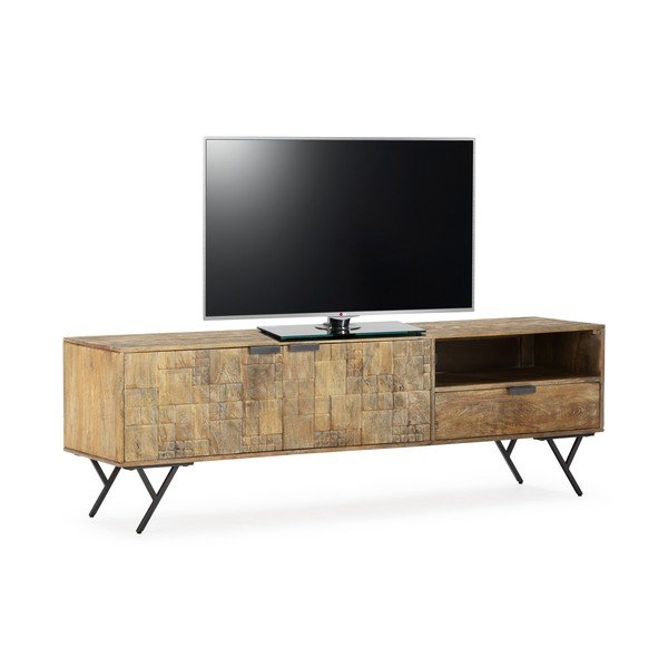 Natūralios spalvos iš mango masyvo TV spintelė 175x55x40 cm Priya – MOME-image-3