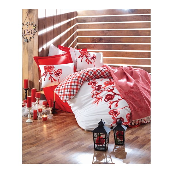 Kalėdinė medvilninė patalynė su paklode dvivietei lovai Daraya, 200 x 220 cm