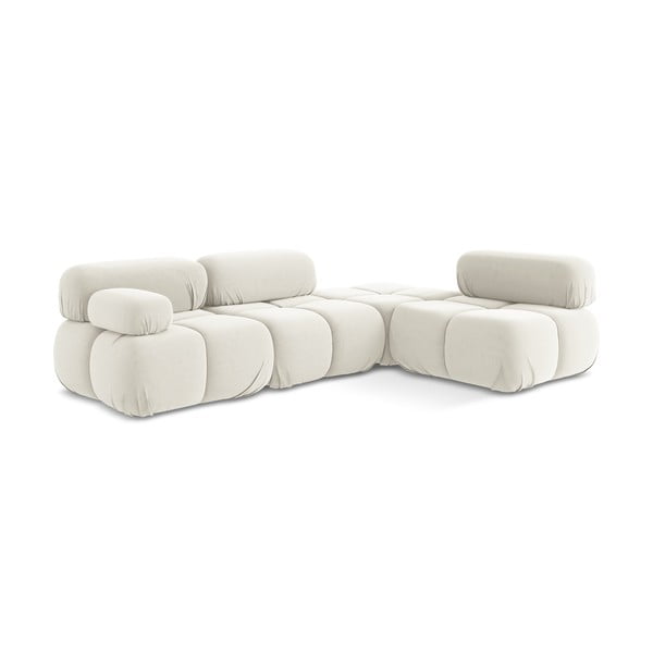 Baltos spalvos iš velveto modulinė kampinė sofa (su dešiniuoju kampu) Lokua – Makamii-image-3
