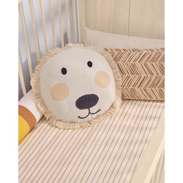 Smėlio spalvos medvilninis užvalkalas vaikiškai pagalvei Kave Home Uriana, ø 45 cm-image-4