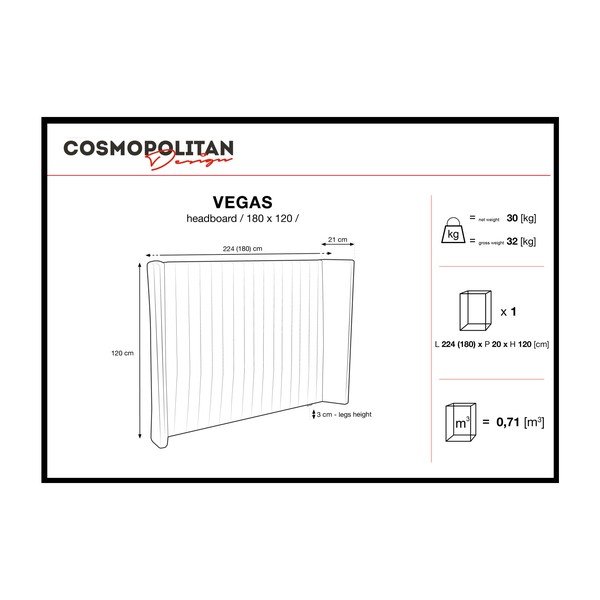 Tamsiai mėlynos spalvos galvūgalio lova "Cosmopolitan Design Vegas", 180 x 120 cm-image-4