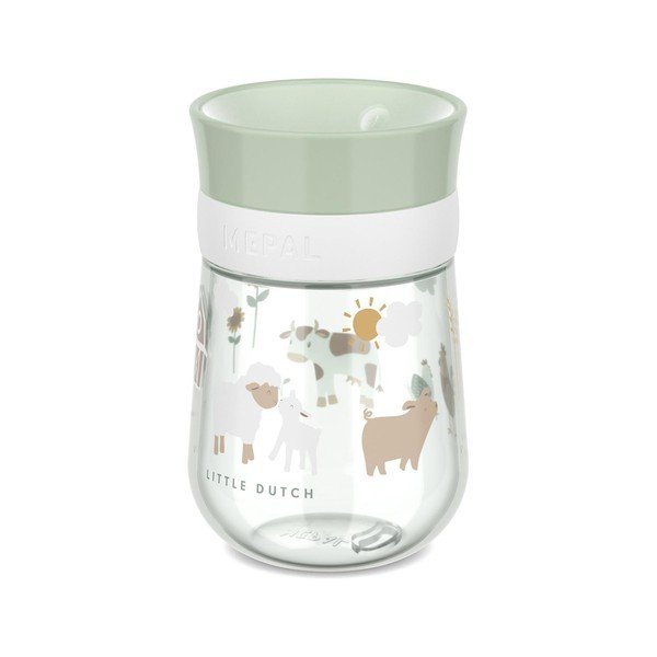 Šviesiai žalios spalvos iš plastiko vaikiškas puodelis 300 ml Little Farm – Mepal