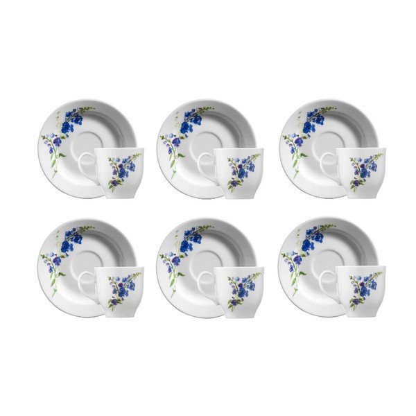 Puodeliai baltos spalvos/mėlynos spalvos iš porceliano  6 vnt. 0.9 l – Hermia