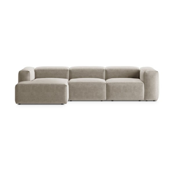 Smėlio spalvos kampinė sofa (su kairiuoju kampu/su gultu) Bergamo – Cosmopolitan Design