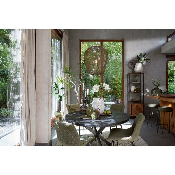 Apvalios formos valgomojo stalas juodos spalvos su akacijos stalviršiu ø 120 cm Yellov – Light & Living-image-4