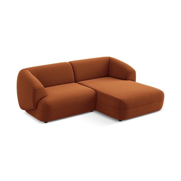 Oranžinės spalvos iš velveto kampinė sofa (su dešiniuoju kampu) Moana – Makamii-image-3