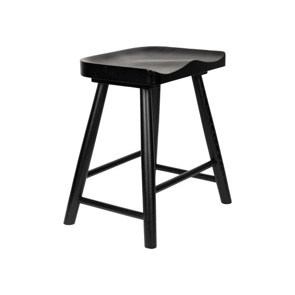 Juodos spalvos iš ąžuolo masyvo taburetė Vander – White Label-image-2