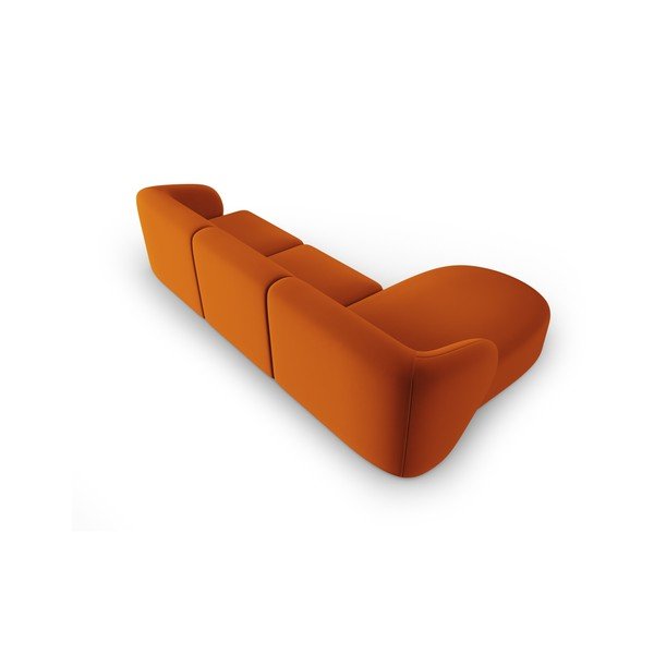Terakotos spalvos iš velveto kampinė sofa (su kairiuoju kampu/su gultu) Paolo – Milo Casa-image-3